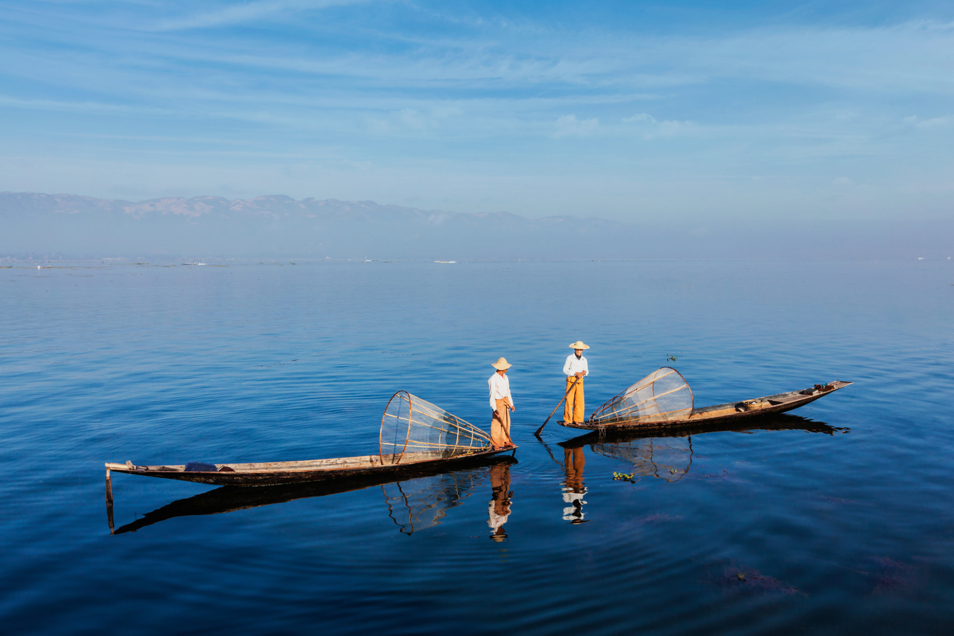 Pêcheurs traditionnels, Lac Inle, Myanmar